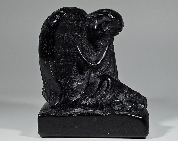 Obsidian Angel Carving 2.3" Tall