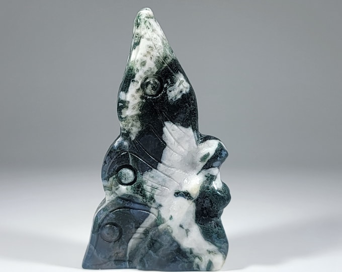 Moss Agate Fairy Carving