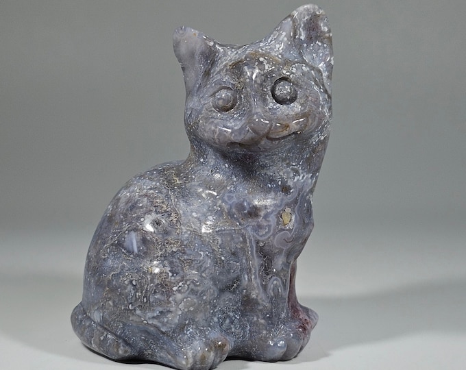 Ocean Jasper Cat Carving