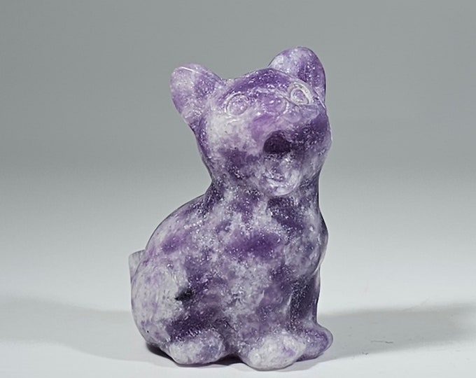 1.5" Lepidolite Cat Carving