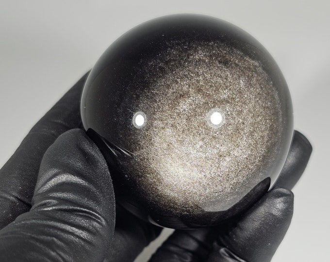 49mm Silver Obsidian Sphere