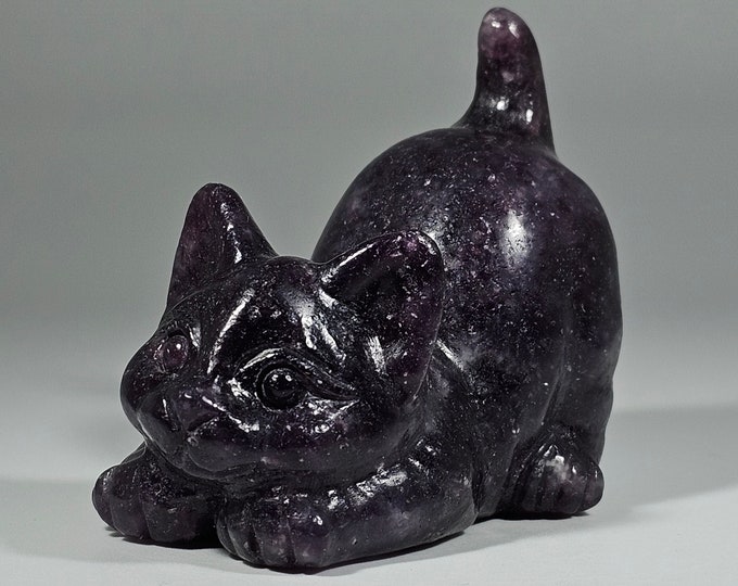 2.3" Long Lepidolite Cat Carving