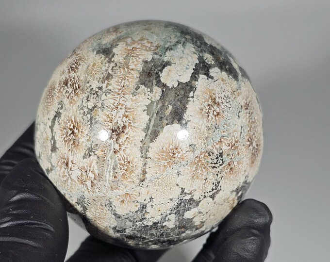 56mm Green Flower Sakura Russian Jasper Sphere