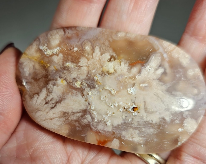 Cherry Flower Agate Palm Stone
