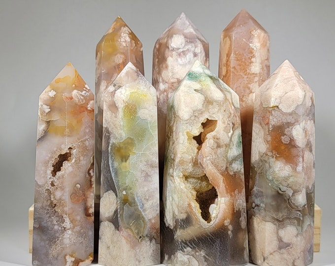 Your Choice Pink Flower Agate Tower