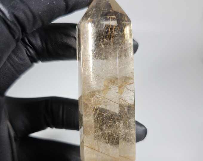 Golden Rutile in Smoky Quartz Tower 2.6"