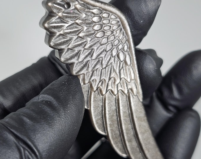 Silver Obsidian Wing Carving Pendant