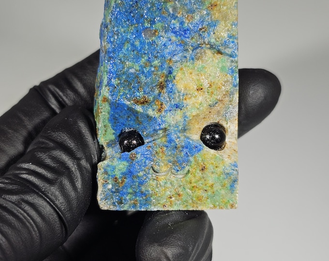 Azurite with Malachite Pet Rock Carving