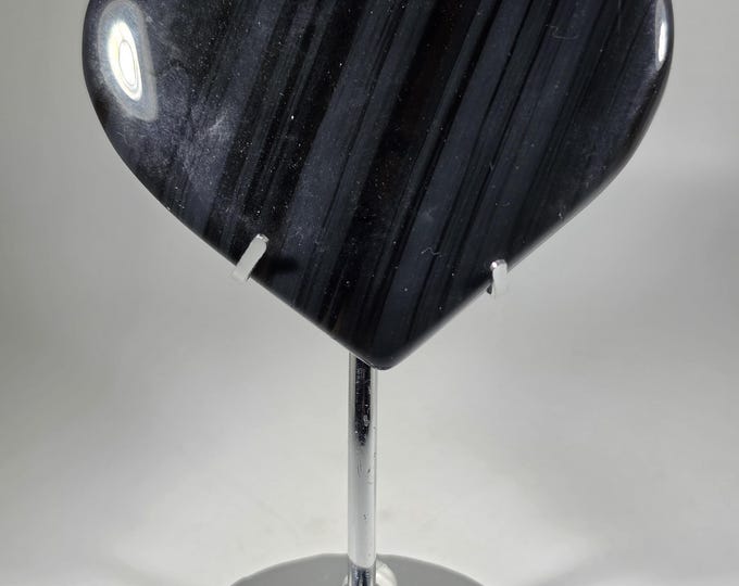 Midnight Lace Obsidian Heart with Stand