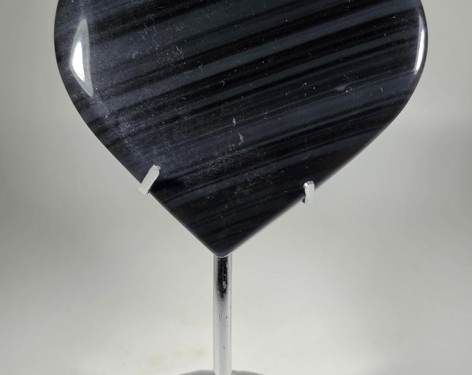 Midnight Lace Obsidian Heart with Stand