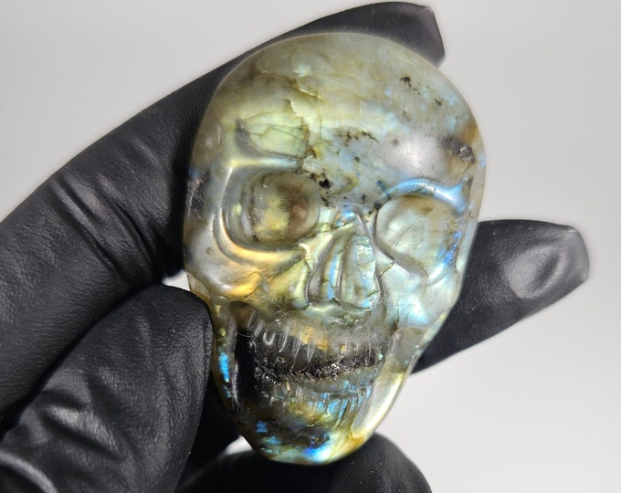 Flashy Labradorite Skull Carving *Imperfect