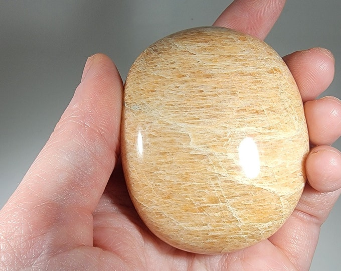 Peach Moonstone Palm Stone