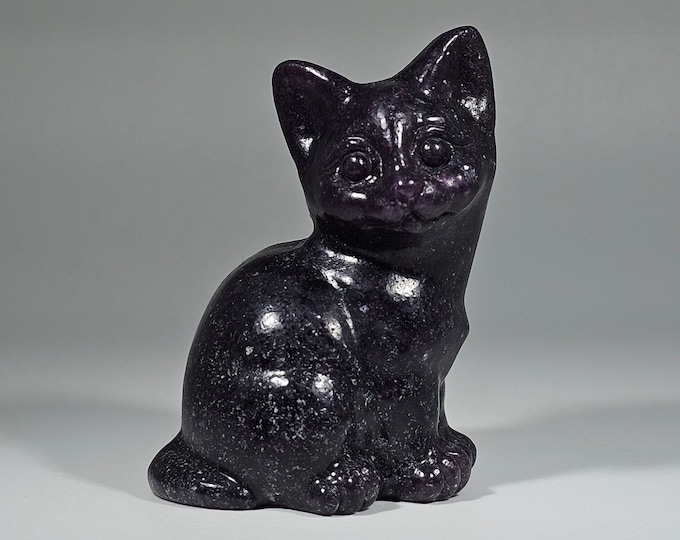 2.3" Lepidolite Cat Carving