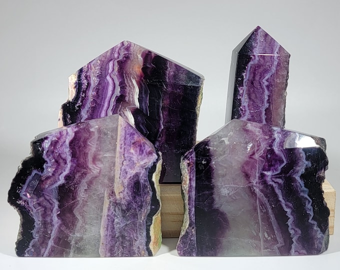 Your Choice Striped Watermelon Fluorite Tower with Raw Edge