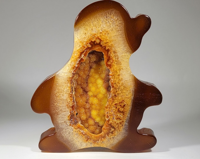 Druzy Carnelian Penguin Carving/Slab