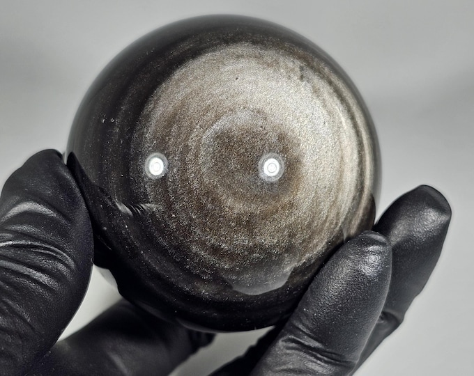 54mm Silver Obsidian Sphere