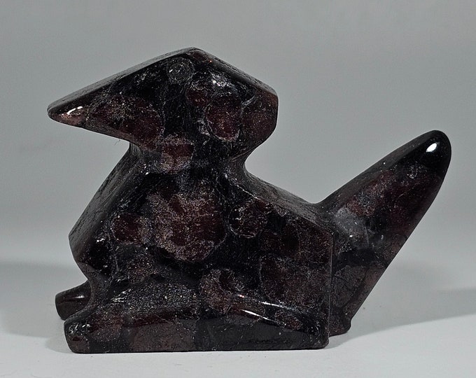 Garnet Geometric Dinosaur Carving 2.3" long