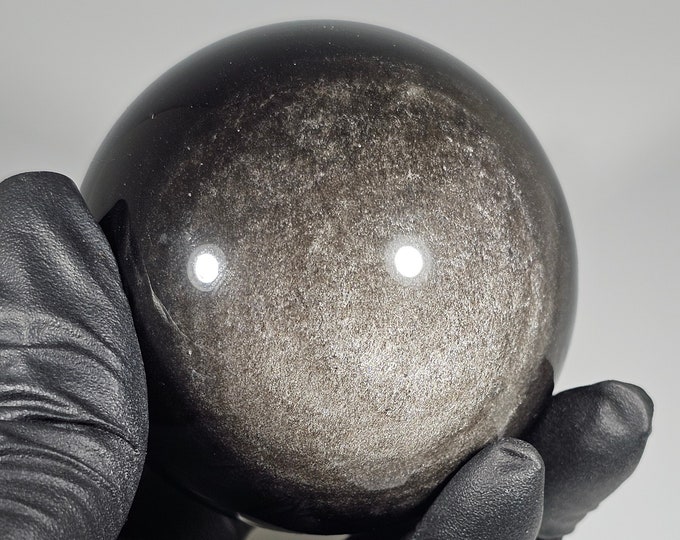 55mm Silver Obsidian Sphere