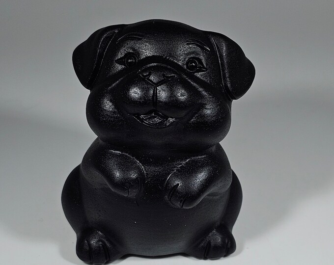 Obsidian Dog Carving 2.2" Tall