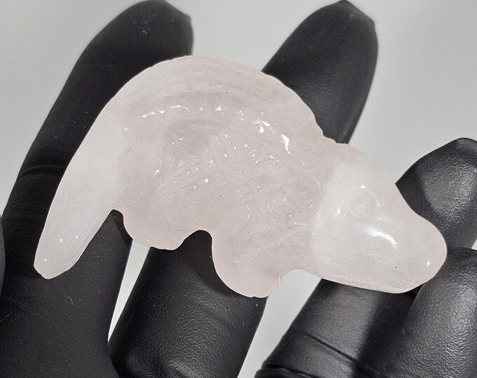 Rose Quartz Alligator Carving 1.9" long