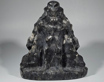 3.4" Larvikite Demon Carving Skull Gothic