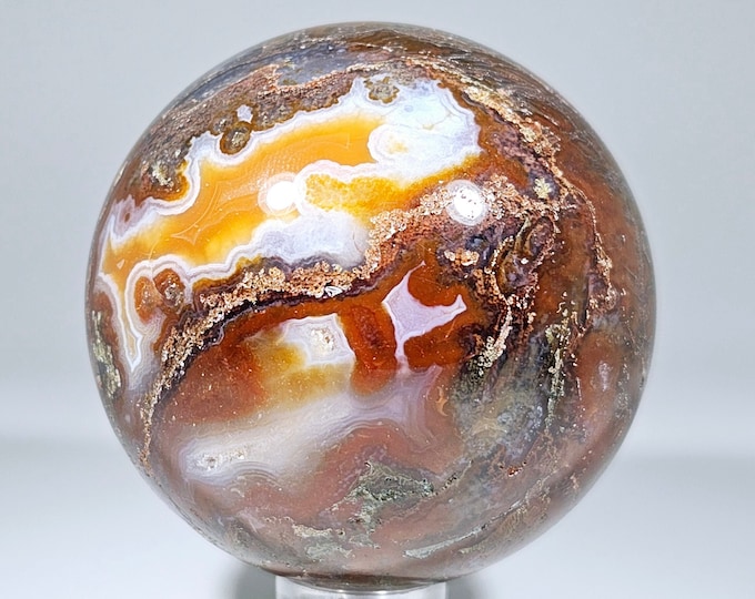 54mm Druzy Red Moss Agate Sphere