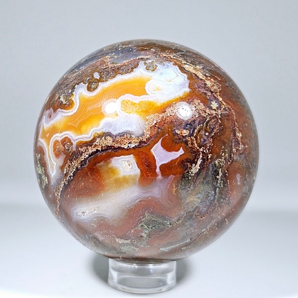 54mm Druzy Red Moss Agate Sphere