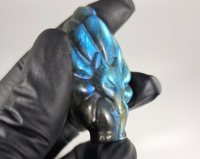 Labradorite 9 Tail Fox Carving
