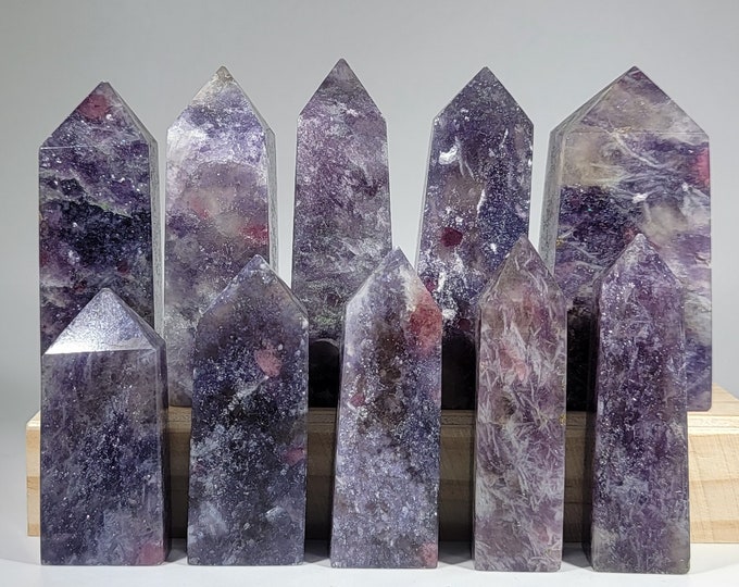 Your Choice Unicorn Stone Tower Lepidolite, Smoky Quartz, Pink Tourmaline Symbiosis