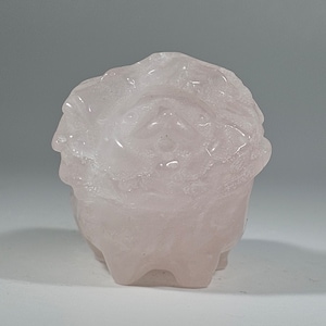 Rose Quartz Pug in a Flower Dog Carving