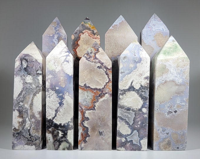 Your Choice Blue Flower Agate Tower