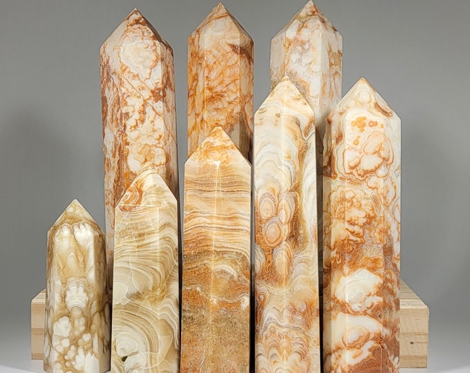 Your Choice Amber Flower Agate Tower