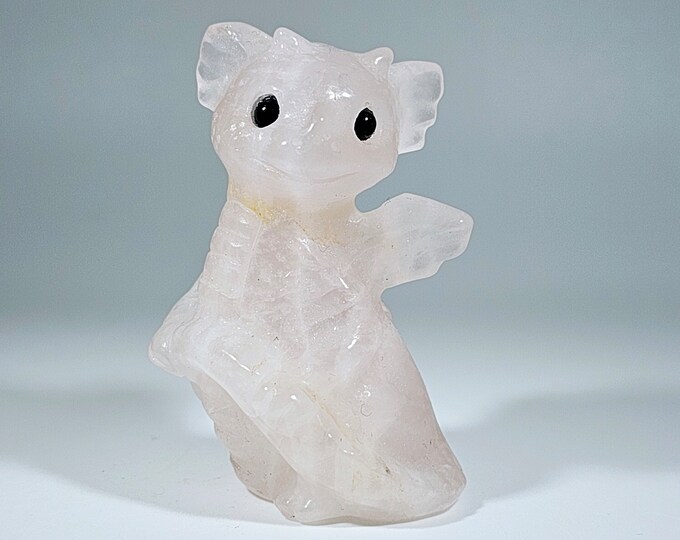 Adorable 2.4" Tall Rose Quartz Dragon Carving