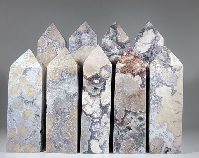 Your Choice Blue Flower Agate Tower