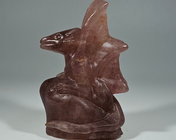 2.3" Strawberry Quartz Dragon Carving