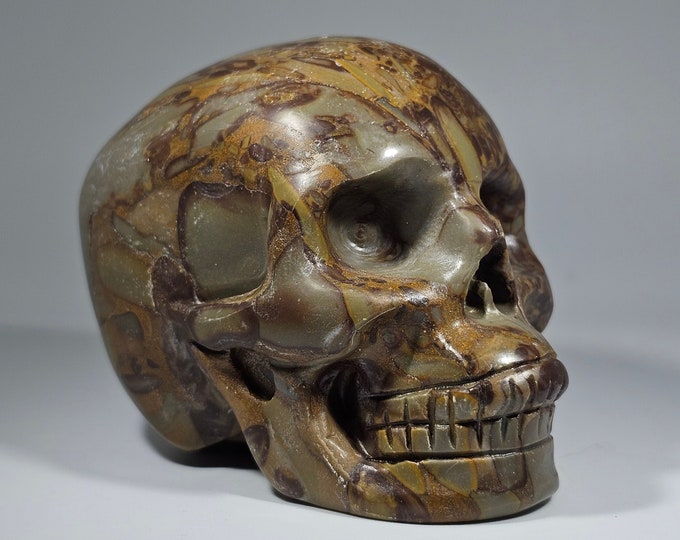 3.4" Bamboo Jasper Skull Carving