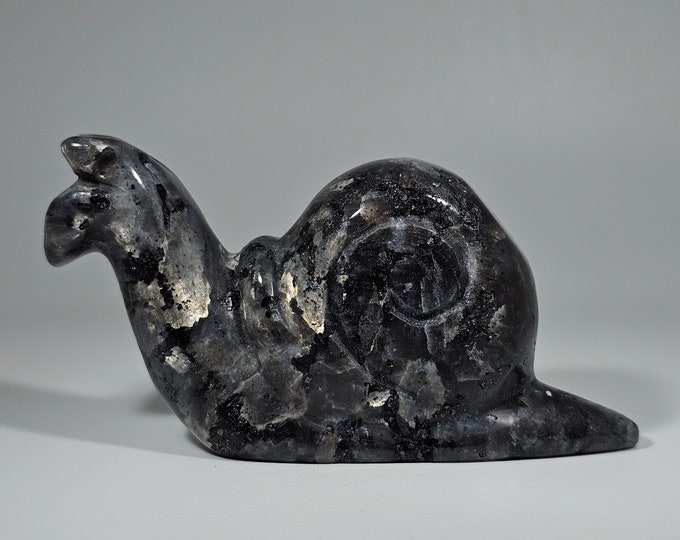 Larvikite Snail Carving 3" long