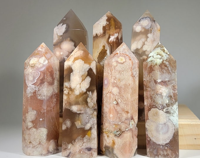 Your Choice Pink Flower Agate Tower