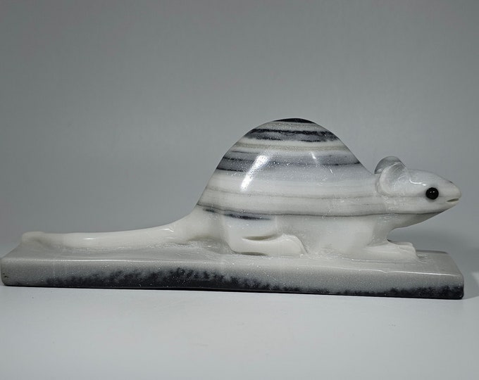Black and White Jade Rat Carving Taiji Jade