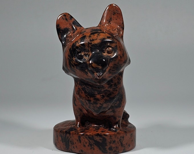 2.4" Mahogany Obsidian Dog Carving
