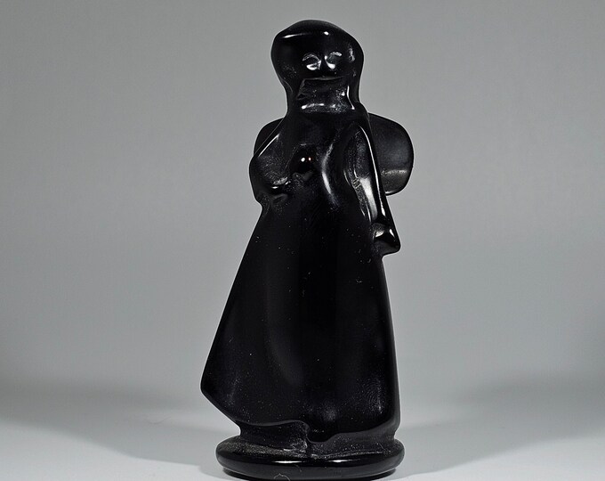 Obsidian Angel Carving 3.2" Tall