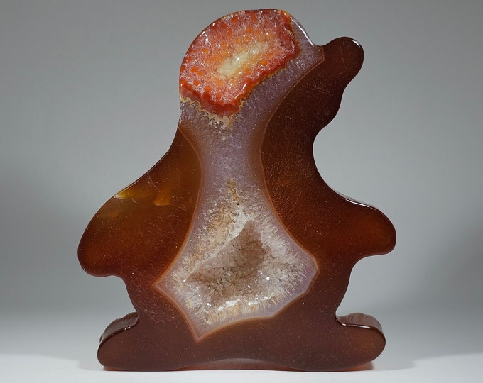Druzy Carnelian Penguin Carving/Slab