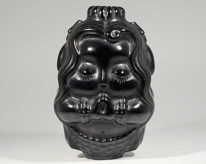 Obsidian Mermaid Goddess Carving 3" Tall