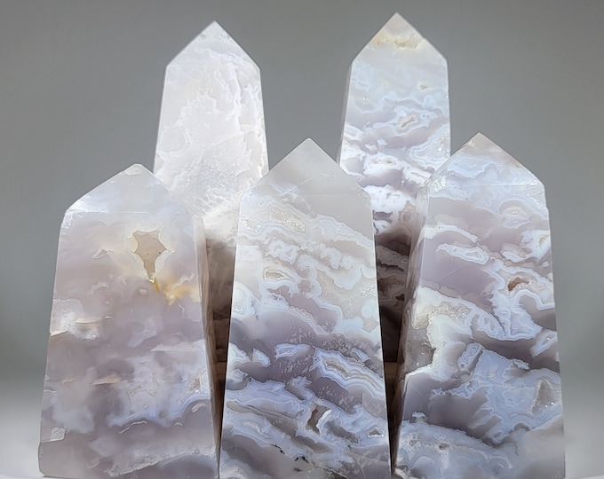 You Choose White Plume Agate Tower
