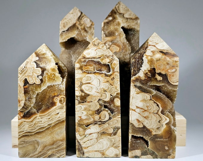 Your Choice Druzy Amber Flower Agate Tower