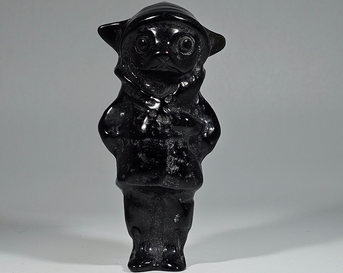 Obsidian Cat Carving 3" Tall