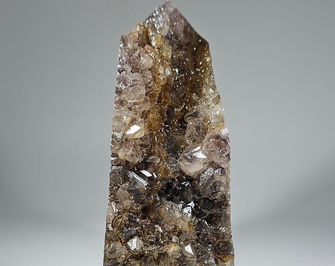 Golden Titanium Rutile in Quartz Cluster Tower