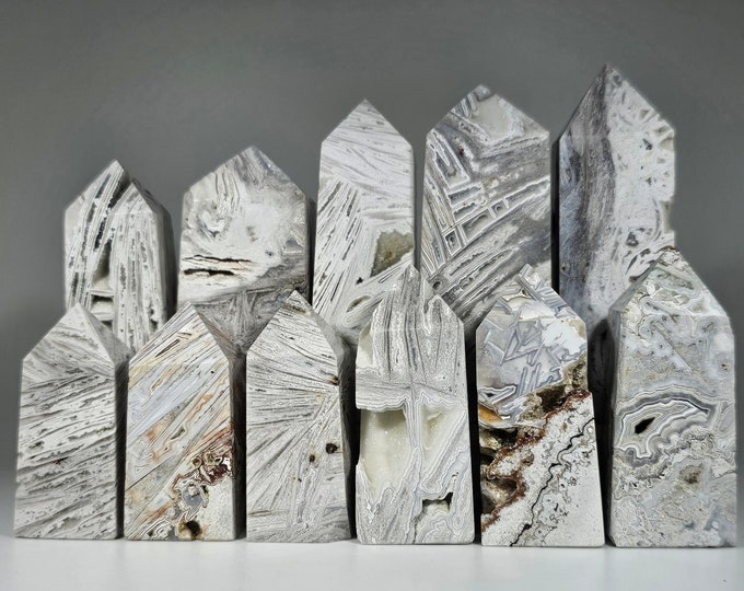 You Choose White Mexican Crazy Lace Agate Tower