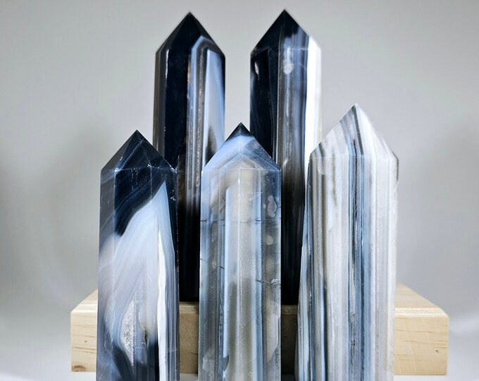 Your Choice Banded Black Agate Tower