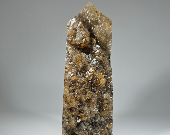 Golden Titanium Rutile in Quartz Cluster Tower